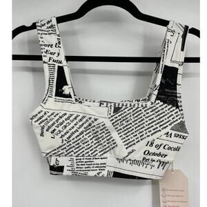 Hazel Moon Newsletter Printed Sports Bra Padded Work Out Yoga Gym Size Small NEW